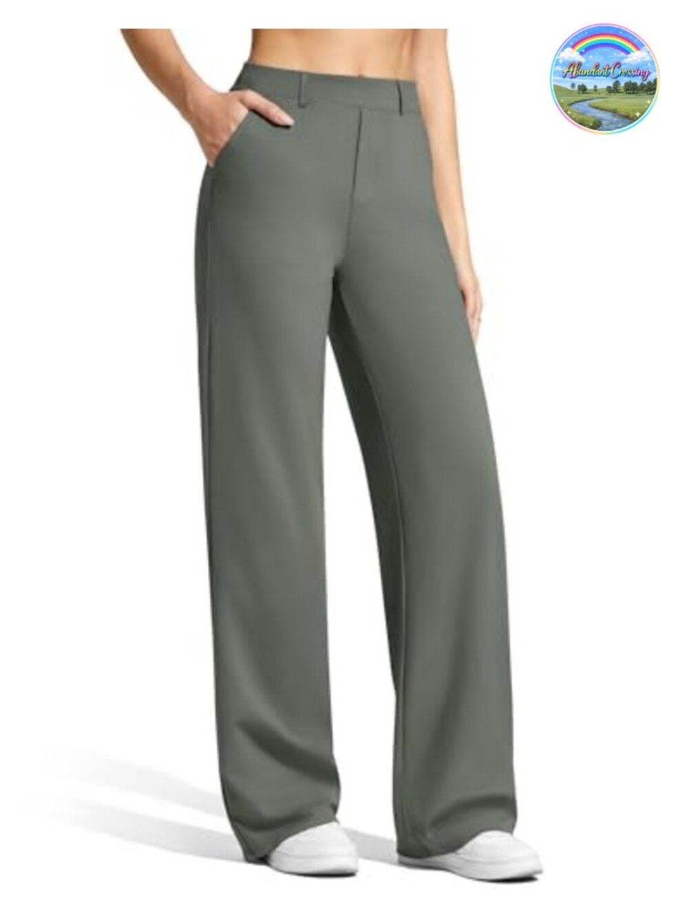 Women's Wide Leg Dress Pants with Pockets Belt Loops Pull On High Rise